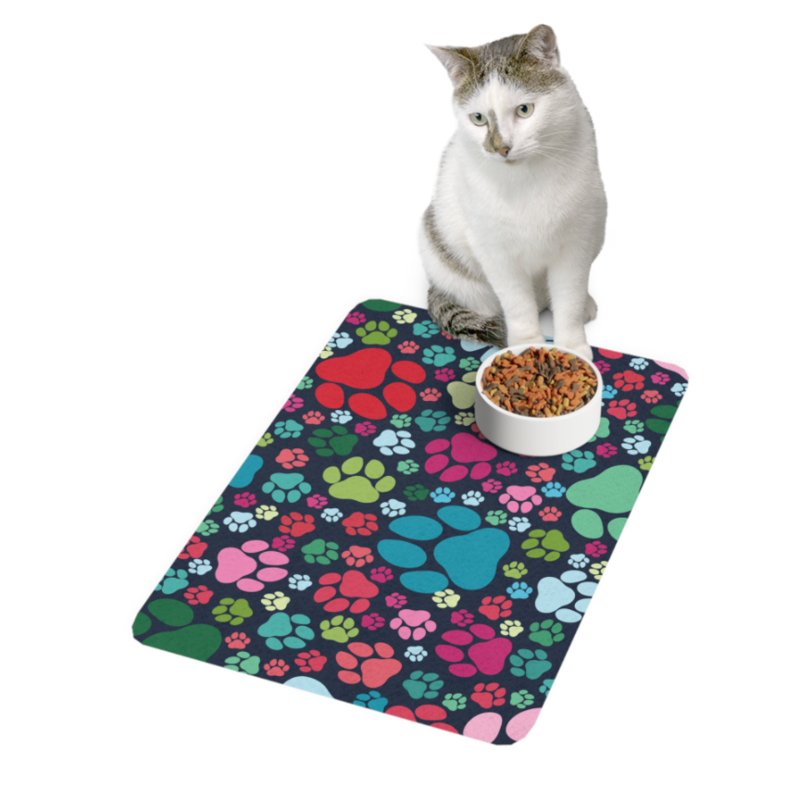 Pet Food Mat (12x18) Choice of 8 patterns Non-slip rubber base
